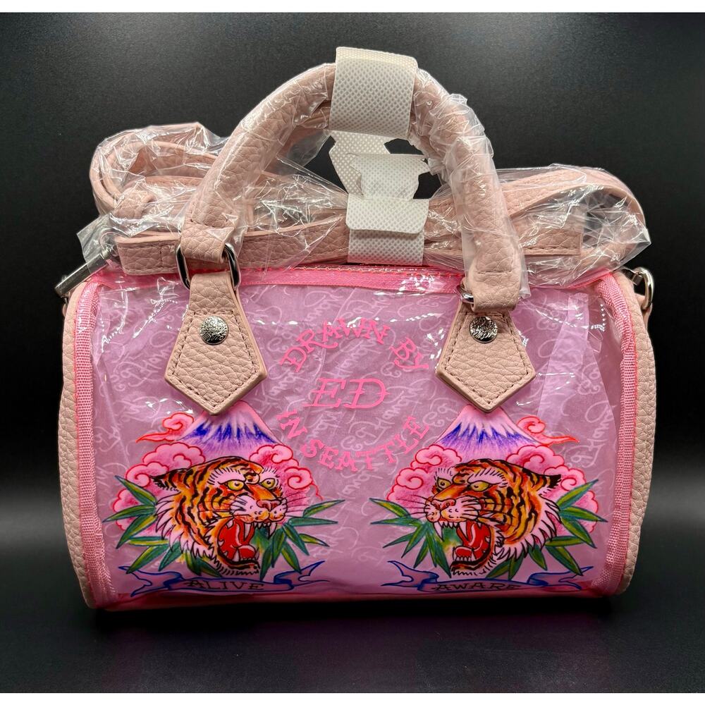 NWT - Ed Hardy Pink PVC Small Beach Handbag - Alive & Aware - Picture 10 of 10
